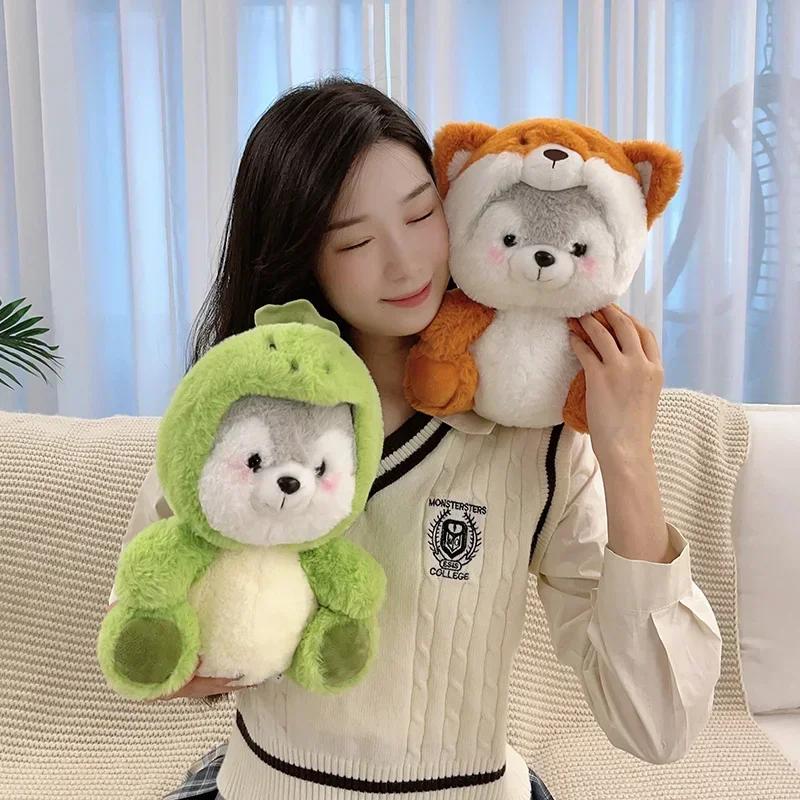Cosplay Pink Pig Koala Dinosaur Fox Plushie Husky Plush Toy Girl Cuddly Baby Appease Doll Kids