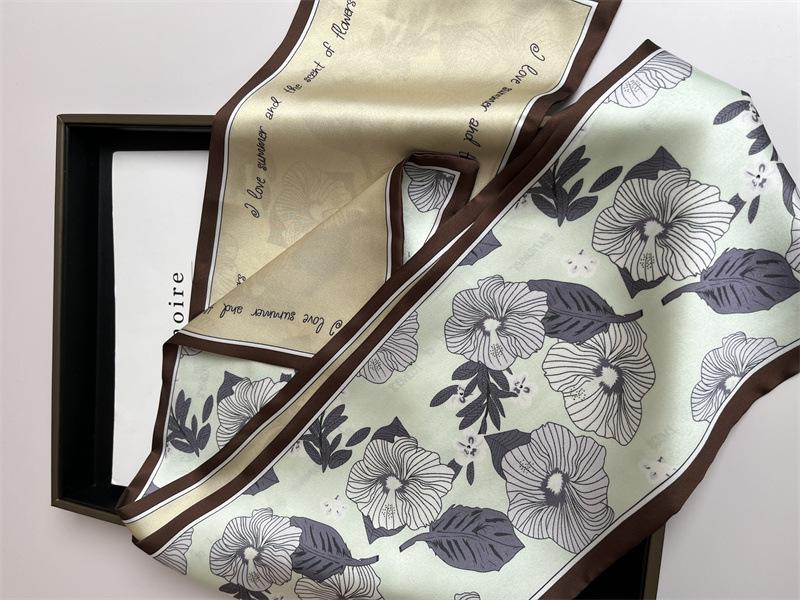 Langer Seidenschal Damen Sommer Kleiner Seidenschal Druck Simulation Seide Bindetasche Streamer Professioneller Kleiner Schal