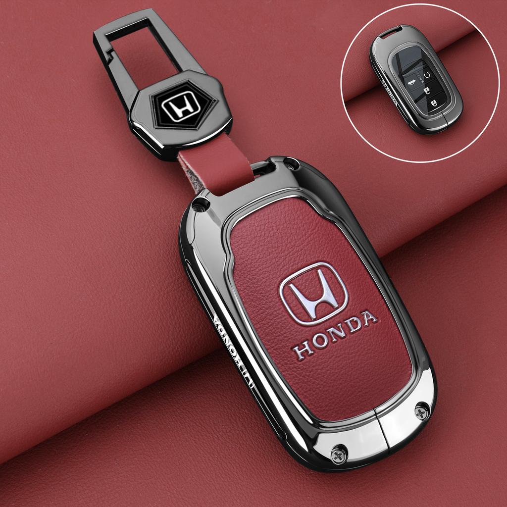 Leather Zinc Alloy Car Remote Key Case Cover For Honda Civic 11th Gen Accord Vezel Freed Pilot CRV 2021 2022 Protector Accessory