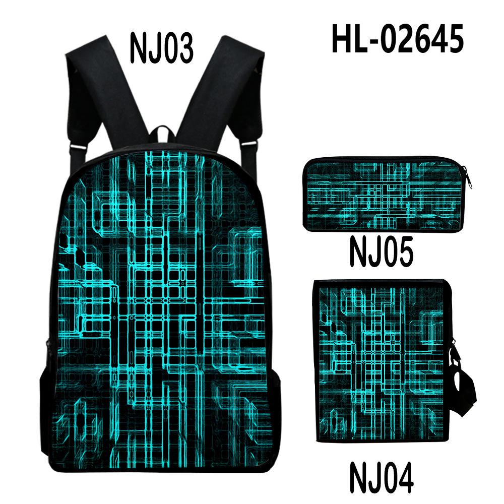 Stile Classico Novità Tecnologia Stampa 3D 3pz/Set pupilla Zaini Scolastici Zaino Daypack per Laptop Borsa a spalla inclinata Astuccio