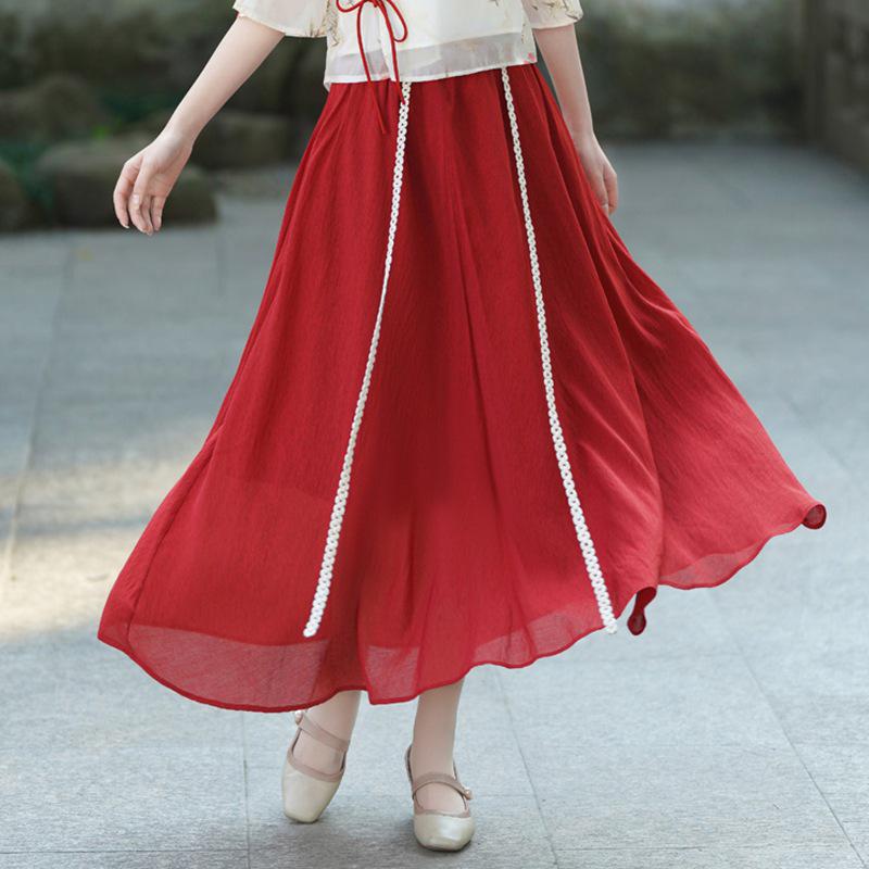 Retro-Print Chiffon Tang-Anzug & Hanfu Weitbein-Hosen-Set für Damen – Frühjahr/Sommer-Kollektion