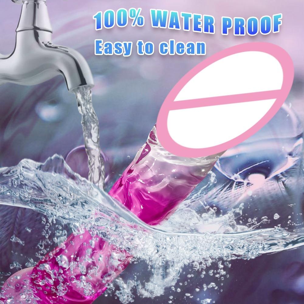 Gradient Transparent Crystal Sucker Simulation Penis Female Masturbation Couple Flirting Dildo Sexy Adult Toys