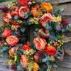 Autumn Flower Wreath Front Door Flower Wreath Outdoor Leaf Pumpkin Flower Wreath Thanksgiving Porch Decoration