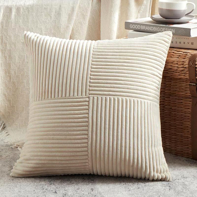 2pcs Bohemian Style Corduroy Striped Pillowcases 18x18 Inch Stripes for Sofa, Bedroom, Living Room - Fall Home Decor, Decorative Pillowcases