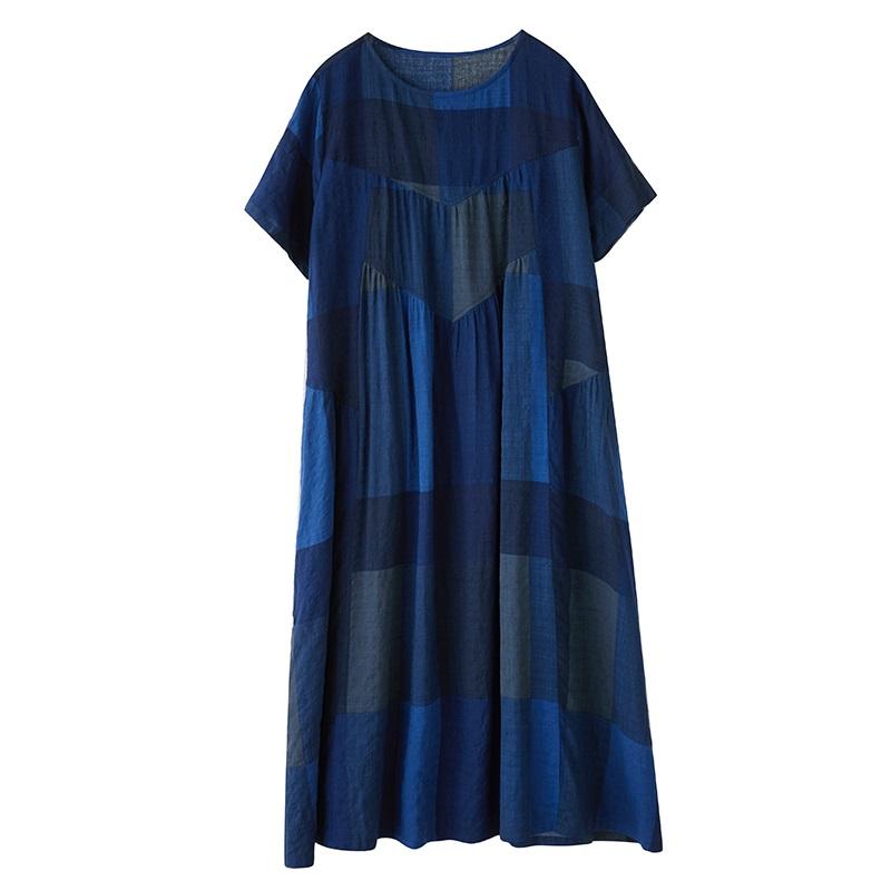 Krótki rękaw Plus size Bawełna Len vintage kwiatowy nowość sukienki dla kobiet casual luźna długa letnia sukienka