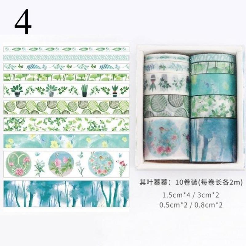 10Pcs / Set Decorative Kawaii Washi Tape Set Sea and Forest Series Japanese Paper Stickers Japanese