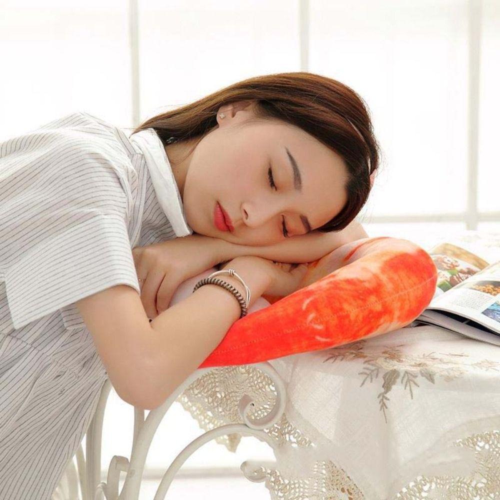 U Neckpillow Simulated Shrimp Poop Head Set Simulated Shrimp Plush Peeled Prawns Plush Toys Girl