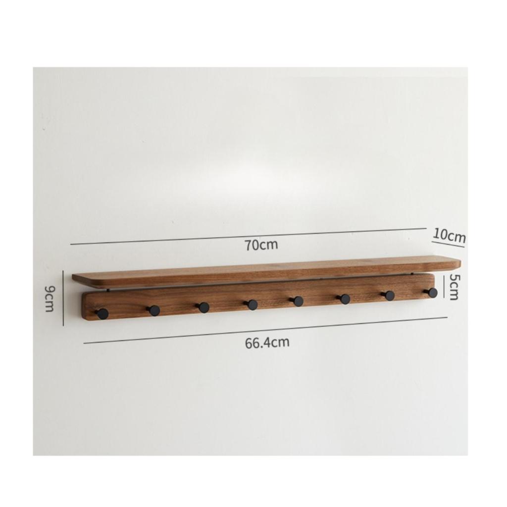 Black Walnut Wall-Mounted Coat Rack Natural Finish for Hallway, Small Apartments