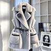 Vest Women's New Winter Beautiful High-end Waist Gray Imitation Mink Fur Coat