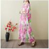 Women's Vintage Long Dress with Cotton and Linen Patterns