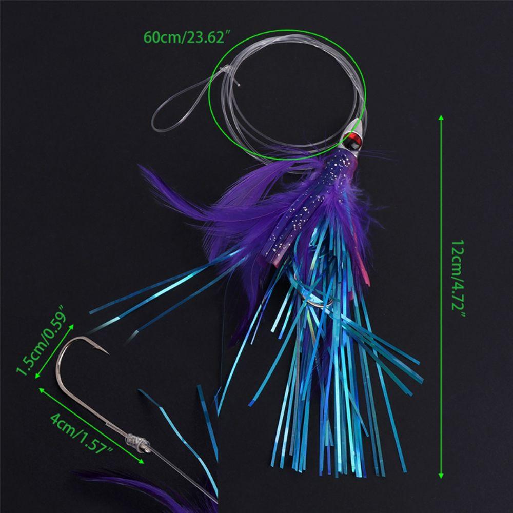 Fishing Tackle Squid Skirt Feather Lure long tail  String hook Tied up Saltwater Octopus Bait