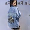 New Autumn and Winter Casual Washed Rhinestone Plus-size Denim Jacket for Women