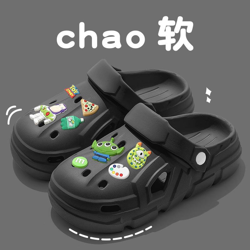 

Мужские шлепанцы с отверстиями, нескользящая толстая подошва, летние, новые мультяшные, с закрытым носком, пляжные, крутые шлепанцы, женские, медсестра 38-39