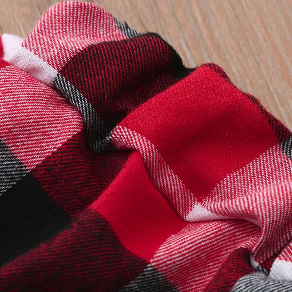 Christmas Kids Long Sleeve Tops+Plaid Print Pants  Family Clothes Pajamas