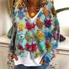 2026 Trending Women's Digital Print V-Neck Cardigan Sweater - Short, Long-Sleeve Design