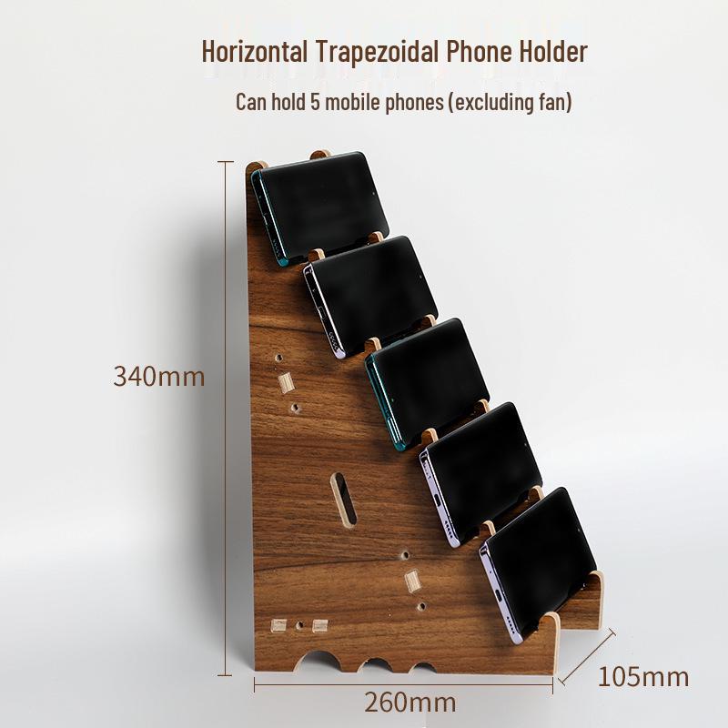 Wood Grain Multi-Phone Stand with Cooling Fan
