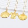 European Ocean Life Starfish & Shell Gold-Plated Clavicle Pendant