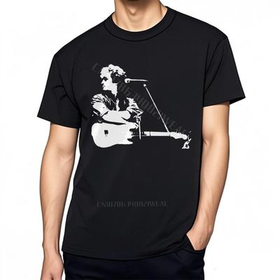 Teeshirt Short Sleeve Streetwear Tshirts Man Playing Guitar Silhouette Travel Everyday Tees Minimalist Quickdry Oversized Tee