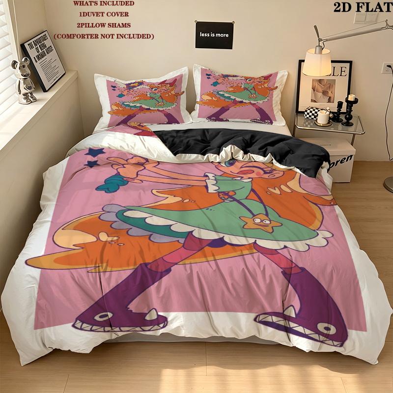 Star Butterfly Pattern Bedding uilt Set uilt Cover Pillowcase Home Decoration Birthday Gift (1 * duvet cover + 2 * pillowcase without core)
