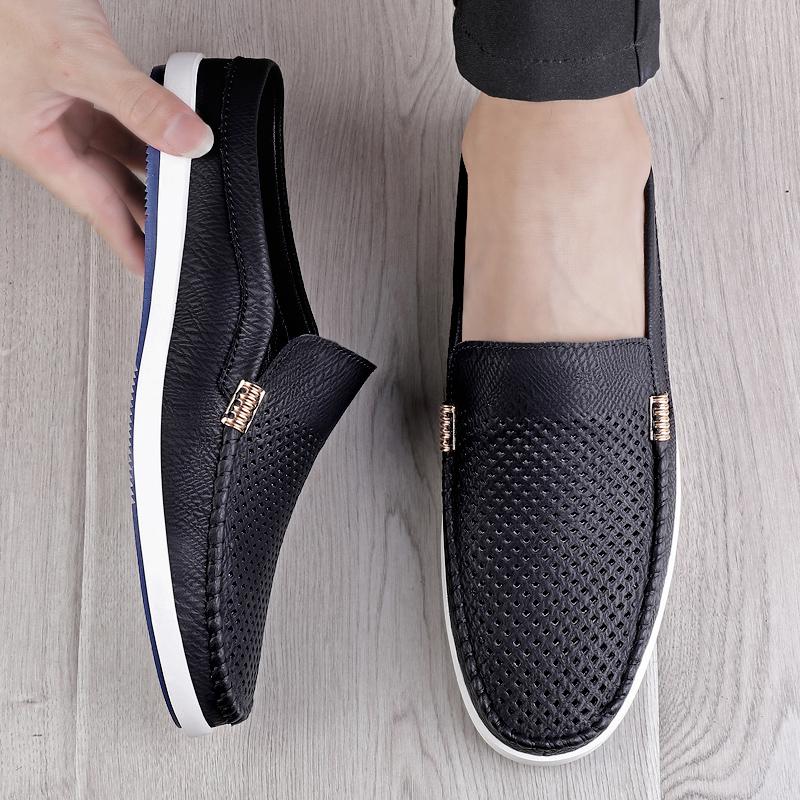 Fashion Summer Fashion Half Drag Men's Shoes Through Hole Breathable Loafers Shoes Comfortable and Breathable Flat Casual Shoes 38-44