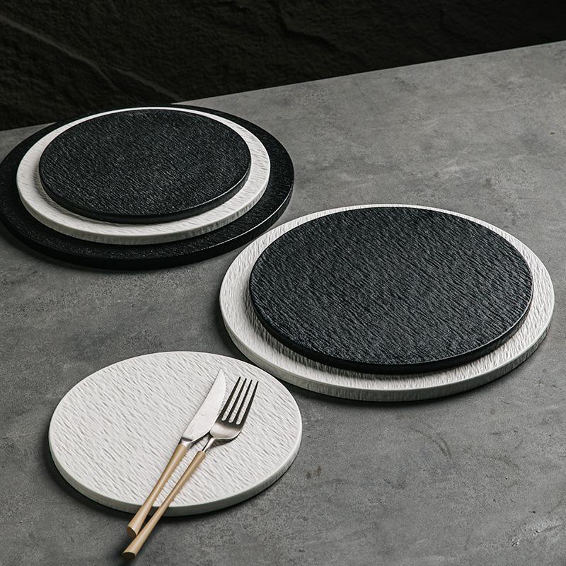 Ceramic Western Food Plate Barbecue steak plate Hotel commercial cake and dessert tray White Dim sum plate Circular flat dishes