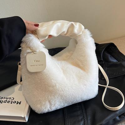 High-end Popular Fairy Plush Bag New Style Winter Handbag Pleated Women's Bag One-shoulder Crossbody Bag