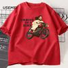Christ auf einem Motorrad T-Shirt Lustig Religiös Herr Jesus Kirchengruppe Ostern T-Shirt Unisex Damen Baumwolle Kurzarm T-Shirt