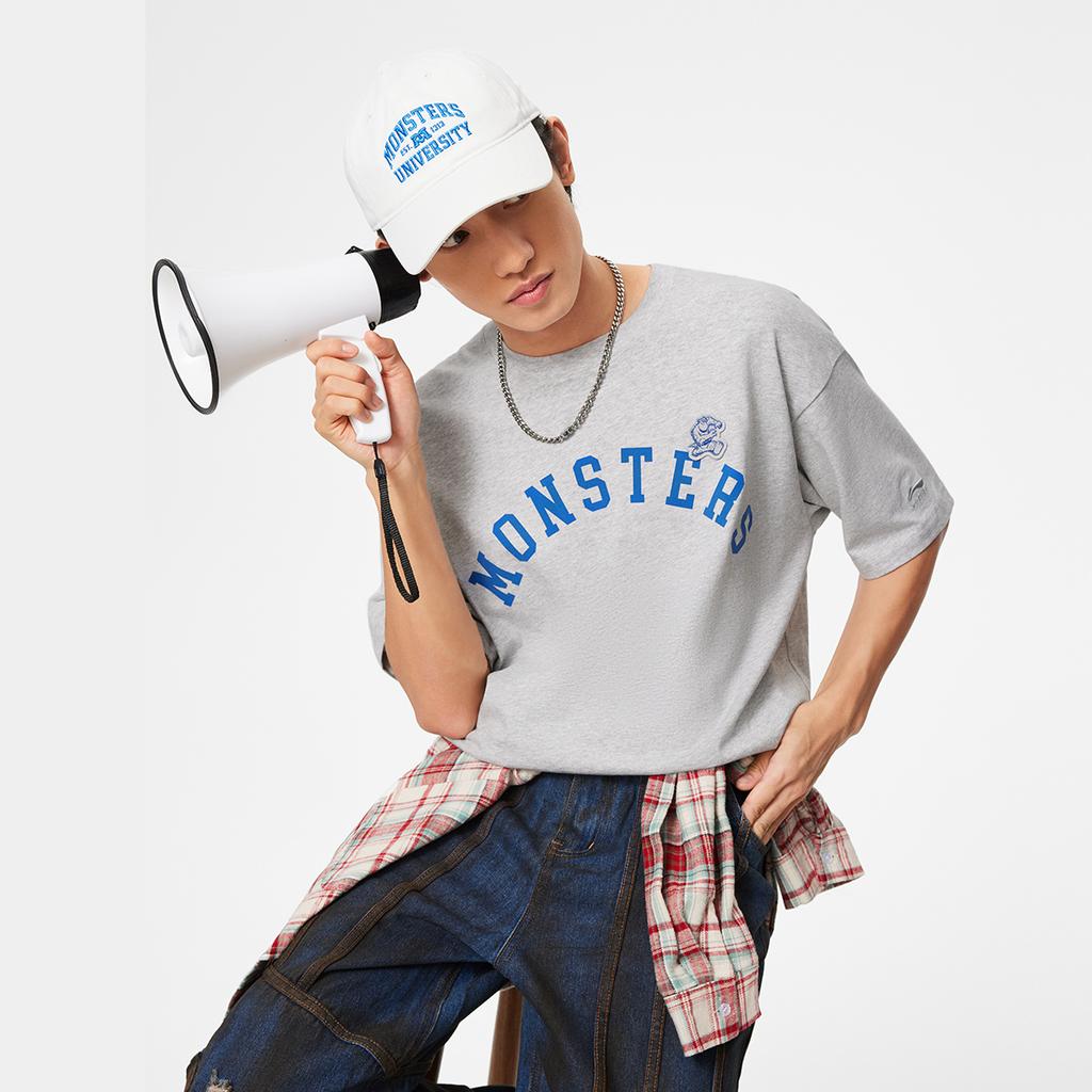 Li Ning X Disney Monsters University Disney Collaboration Series Loose Breathable Comfortable Short Sleeve T-Shirt Unisex Tops AHSU493-2