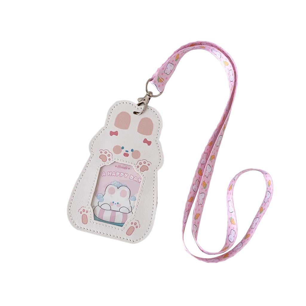 Shape Hollow Transparent Card Holder Girl's Neck Hanging Bus Card ID Card Holder Student Campus Card Holder