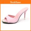 Elegant Women Summer Fashion Pure Color Thick Heel Open Toe Waterproof Slippers