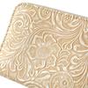 Gratia Women's Long Wallet, Round Wallet, Genuine Leather, Made in Japan, Floral Embossed Leather, Round Zipper, G057 (White)