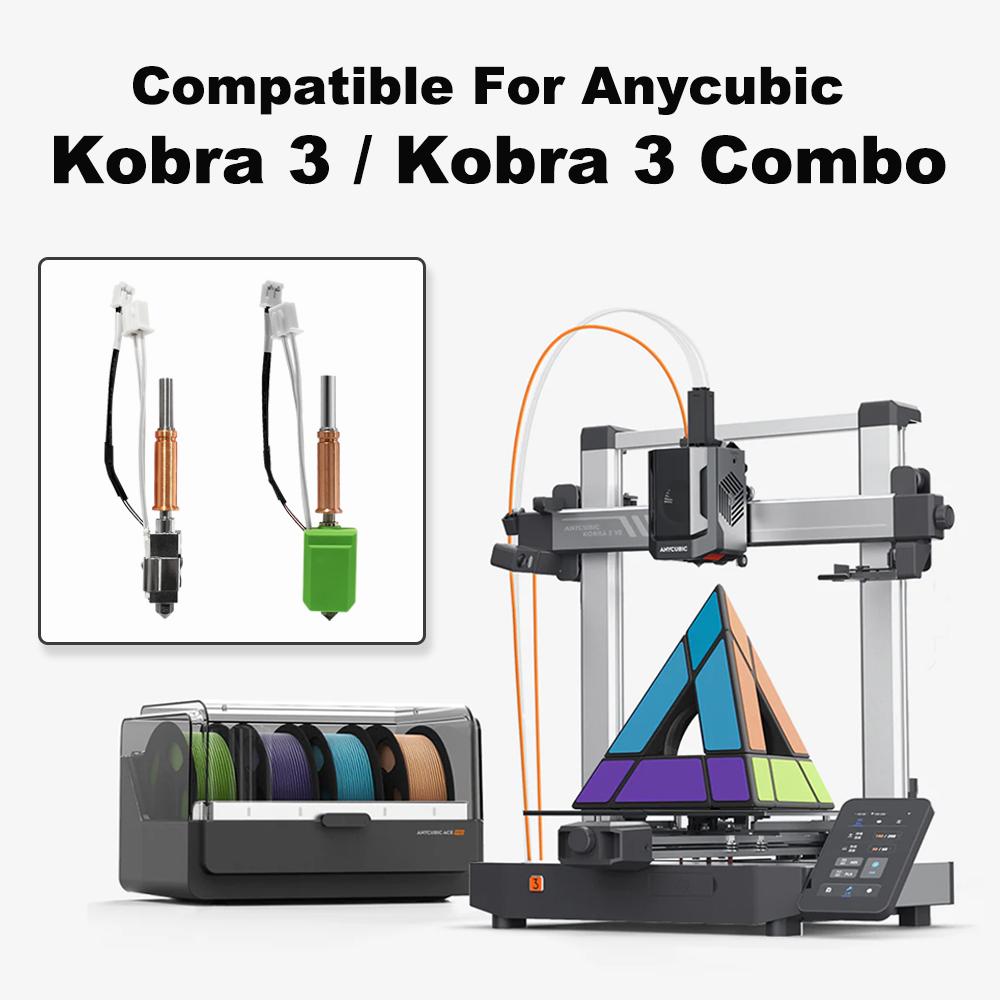 Upgraded Hotend Kit For Anycubic Kobra 3 Bi Metal Heatbreak 24V 60W Ceramic Hot End Thermistor Nozzle For Anycubic Kobra 3 Combo
