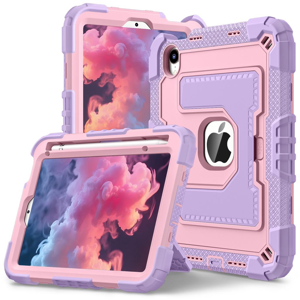 For iPad Mini (2024)/(2021) Anti Drop PC+Silicone Tablet Cover with Kickstand and Pen Slot