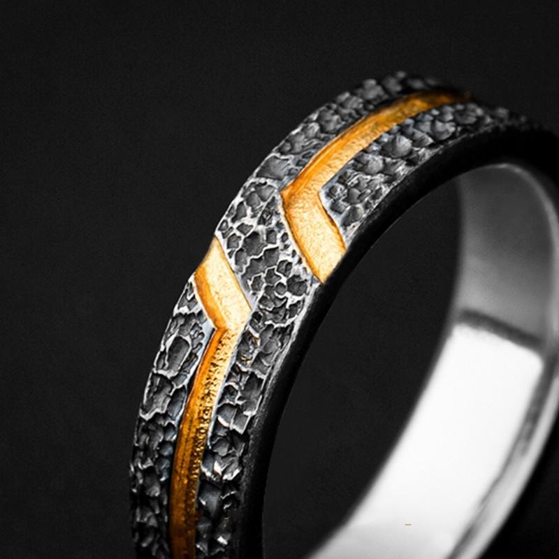 Adjustable Open Ring Men Women Vintage Geometric Design Plated Bohemian Style Band Gift