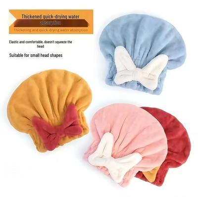 Super Absorbent Women's Quick-Dry Hair Cap with Bow - Extra Thick, Non-Shedding Towel Headband for Adults