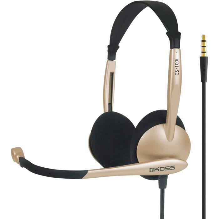 Casque d'Écoute Filaire avec Microphone Anti-bruit pour Bureau Vidéoconférence KOSS CS100i Beige 97134
