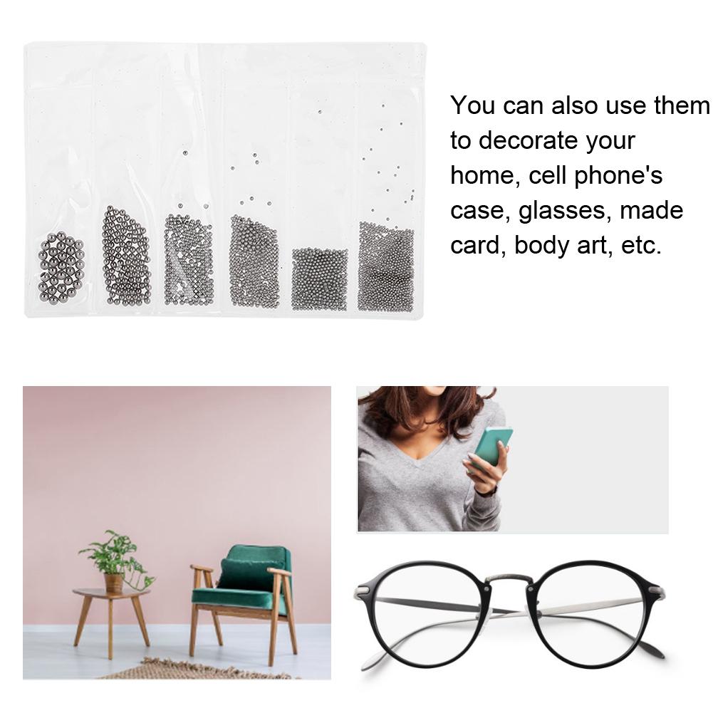 4 Colors Nail Art Decorations 0.5mm 3.0mm Steel Ball Manicure Accessories Black