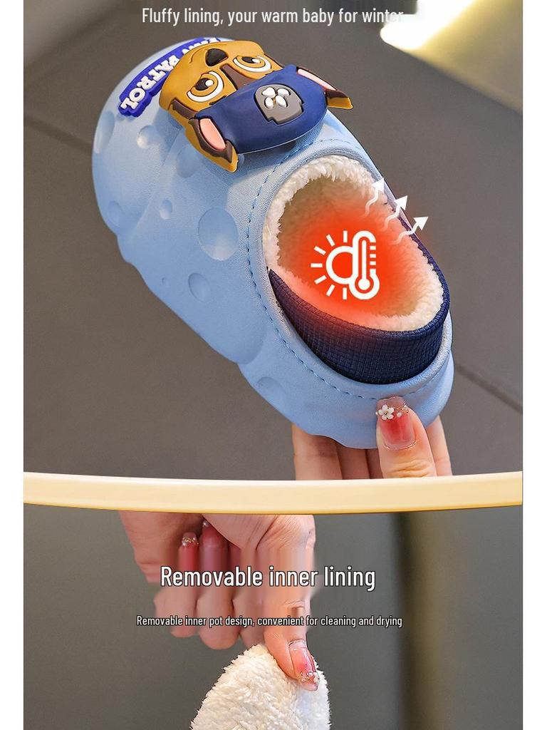 Paw Patrol Kids' Winter Waterproof Cotton Slippers: Cute, Anti-Slip, Closed-Toe Shoes for Boys & Girls