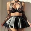 European-American Fishnet Temptation Lingerie Set