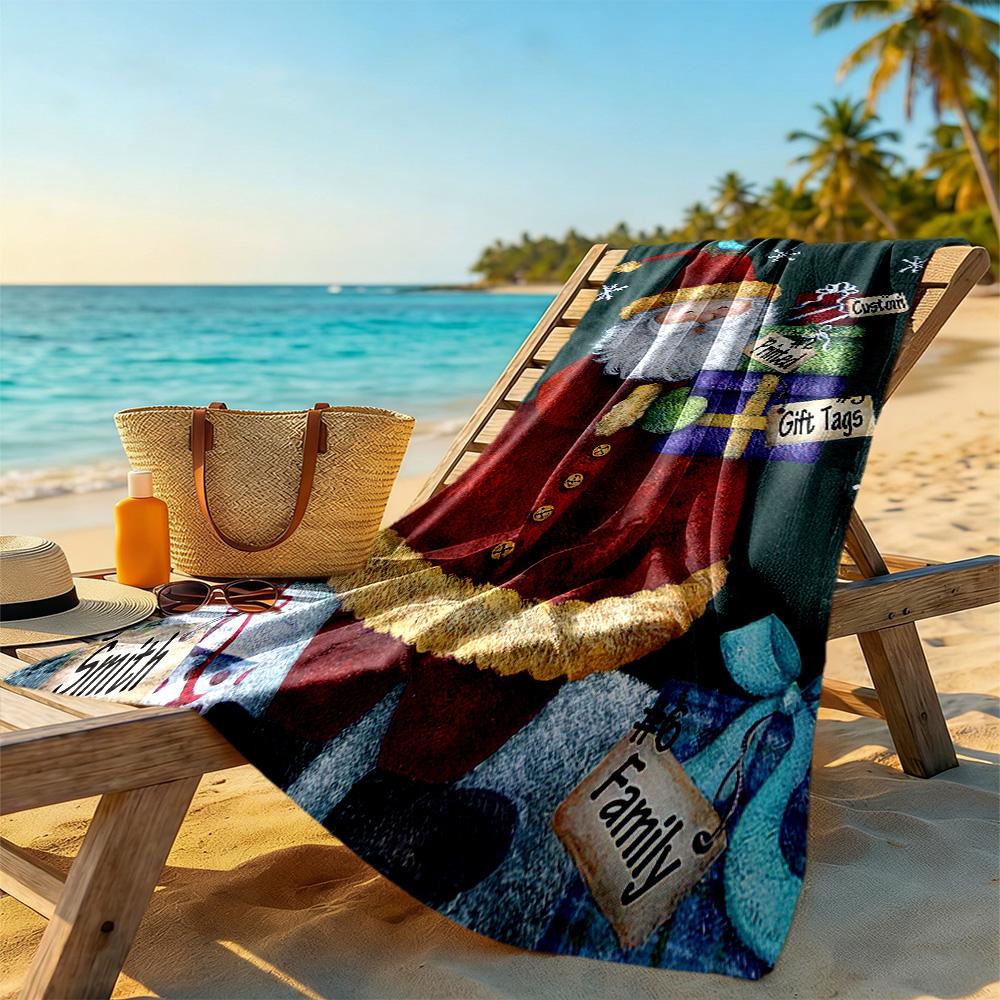 Christmas Beach Towel Quick-Dry Soft Microfiber Comfortable Lightweight Suitable for Swimming, Gym, Camping, Yoga Vacation