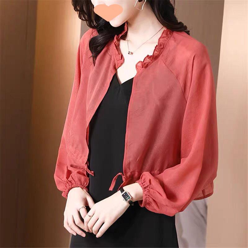 Cardigan Parasole in Chiffon: Leggero Sciarpa Estiva per Vestiti Canottiera, Giacca Corta Larga Modellante.