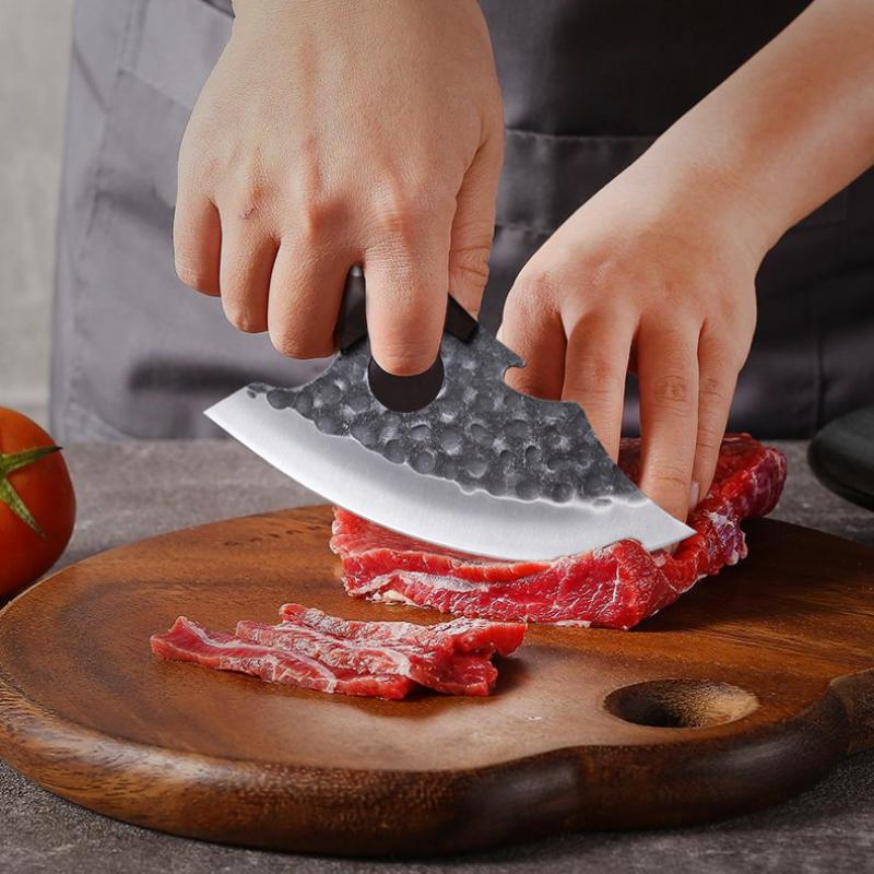 2pcs Kitchen Knives Stainless Steel Boning Knife Meat Cleaver Handmade Forged Chef's Knife for Household Wooden Handle Butcher Knife