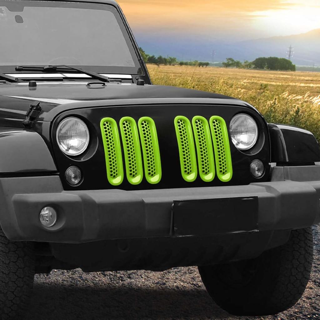 Mesh Grill Ert Grille Erts Cover Fit For 2007-2018 Jeep Wrangler JK JKU(Green)