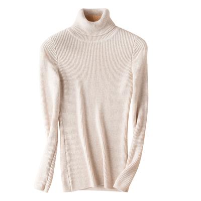 Vielseitiger Rollkragenpullover für Damen im Herbst und Winter Slim Fit Langärmliger Wollstrick Dickes Basic