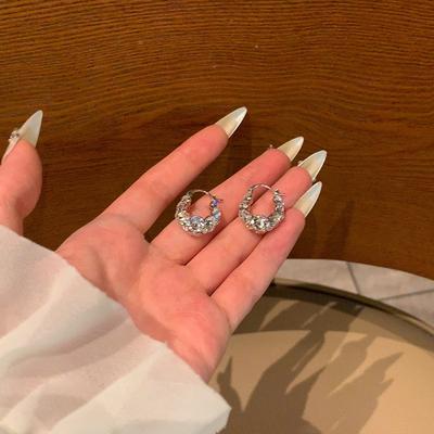 1Pair Shiny Zircon Ear Buckle Earrings For Women Girls Elegant Exquisite Versatile Advanced Sense Earrings Jewelry Gifts