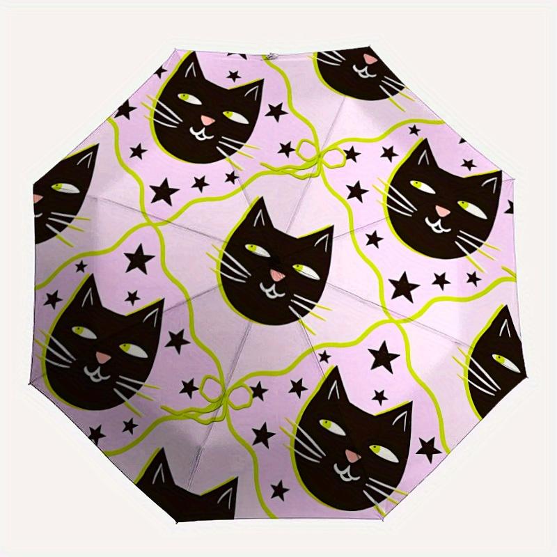 

1pc Black Cat Pattern Automatic Opening/closing Umbrella with Auto Open/Close, Perfect Gift for Friends, Durable Plastic Handle yy250801231