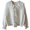 Spring 2025 Korean Style Women's Peter Pan Collar Blouse + Knit Vest Set