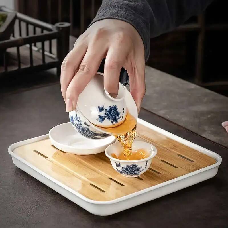 1 Gaiwan 4 Tassen 1 Teetablett Keramik Kung Fu Teegeschirr Haushalt eine Deckelschale vier Tassen Wohnzimmer Kung Fu Büro Empfang