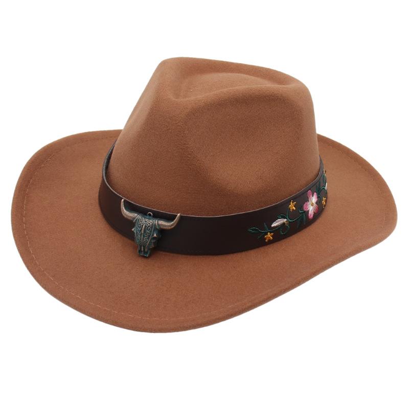 Western Cowboy Hat Dance Performance Jazz Hat Belt Accessories Felt Hat Studio Couple Hat
