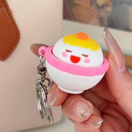 Ryż Żółtko Jajka Clicker Breloczek Zabawka Odstresowująca Kreskówkowa Miska Ryżu Przycisk Dekompresyjny Breloczek Fidget Breloczek do Kluczy Torba Plecak Portfel Zawieszka
